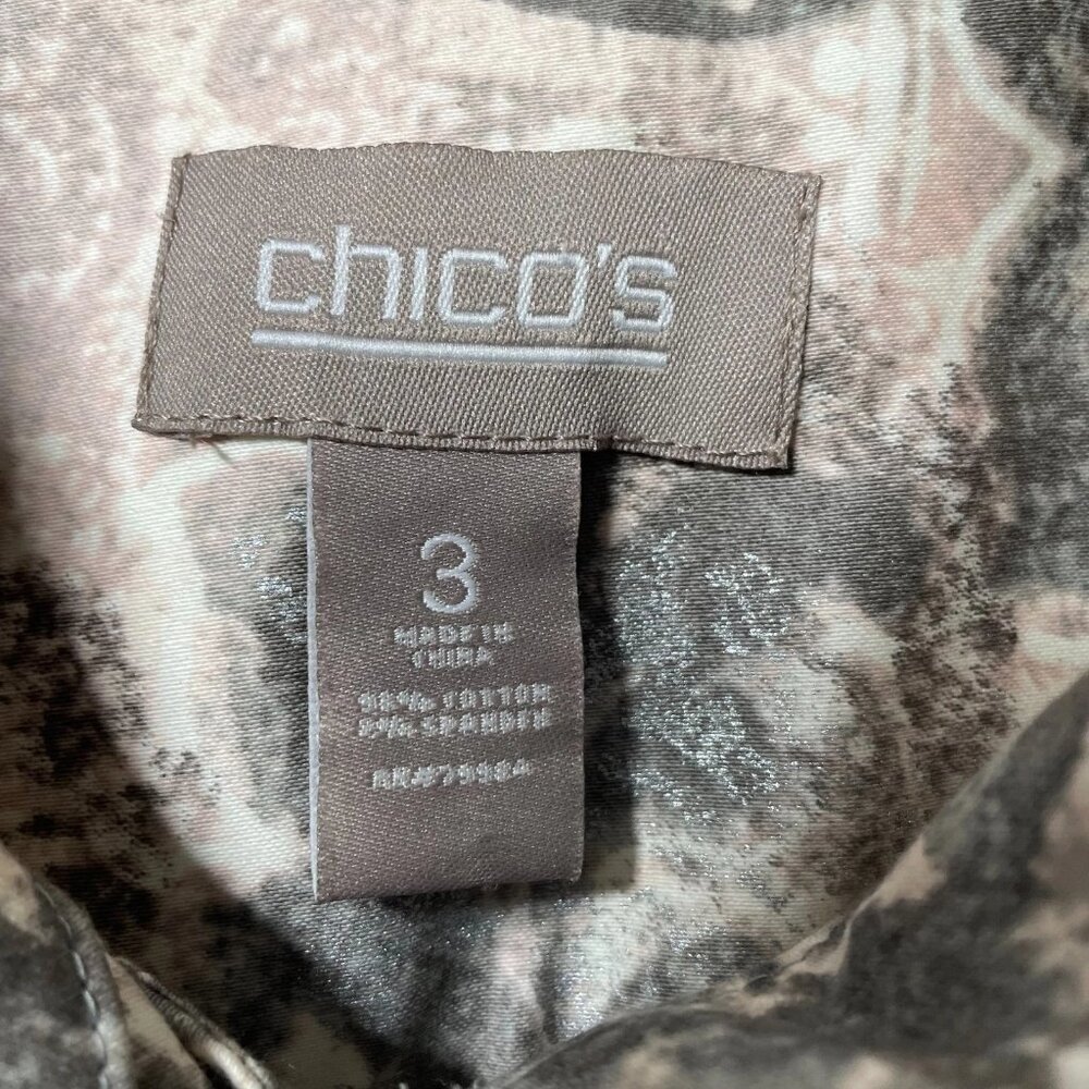 Chico's Womens Multicolor Paisley Print Lightweight Spring Jacket Size 3 US XL - Picture 3 of 10